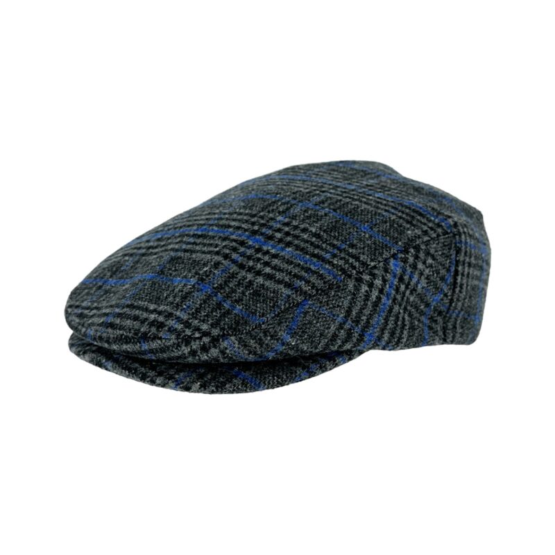 Plaid Flat Cap - Dark Grey Blue