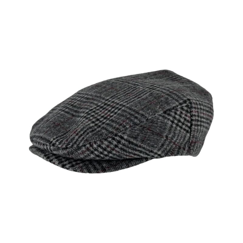 Plaid Flat Cap - Dark Grey Maroon