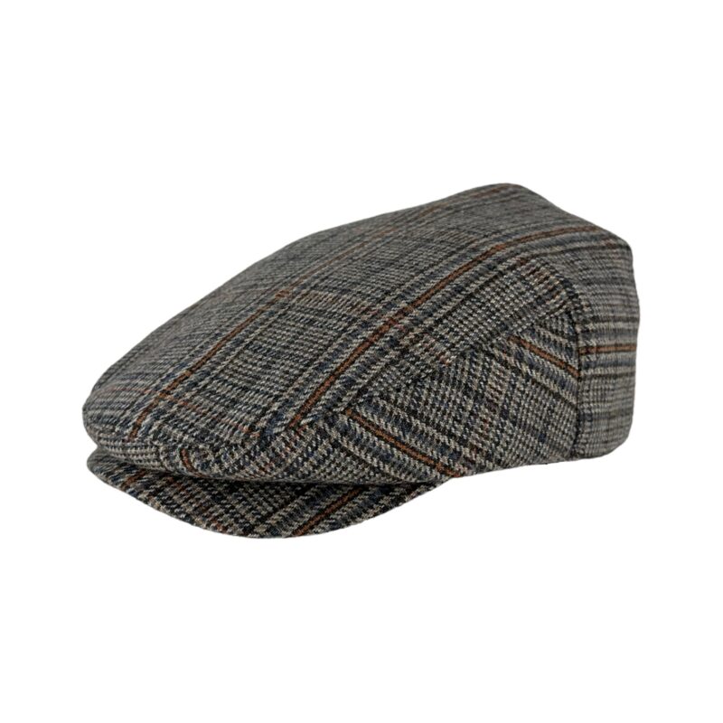 Plaid Flat Cap - Light Grey Orange