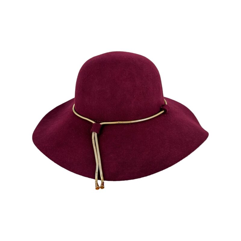 Wide Brim Wool Felt Hat w Gold String - Image 2